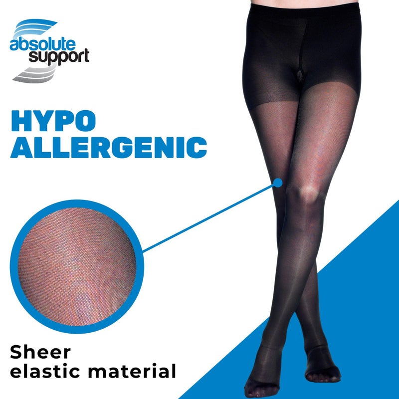 ABSOLUTE SUPPORT Made in USA - Sheer Compression Pantyhose for Women 20-30mmHg - Graduated Support Compression Tights for Varicose Veins Circulation, Edema, Pain Relief - Black, Medium - A207BL2 - Image 5